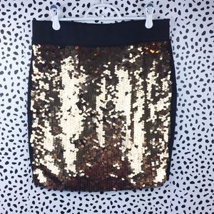 Soho New York & Company Black Gold Sequin Skirt S
